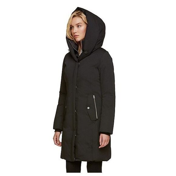 SOIA & KYO Annalise-MBN Hooded Long Down Coat In Black Size XS - Picture 1 of 11